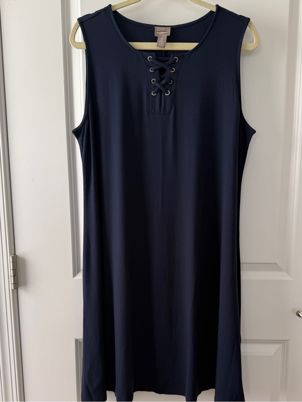 Chico's Navy Lace-Up Sleeveless Shift Dress